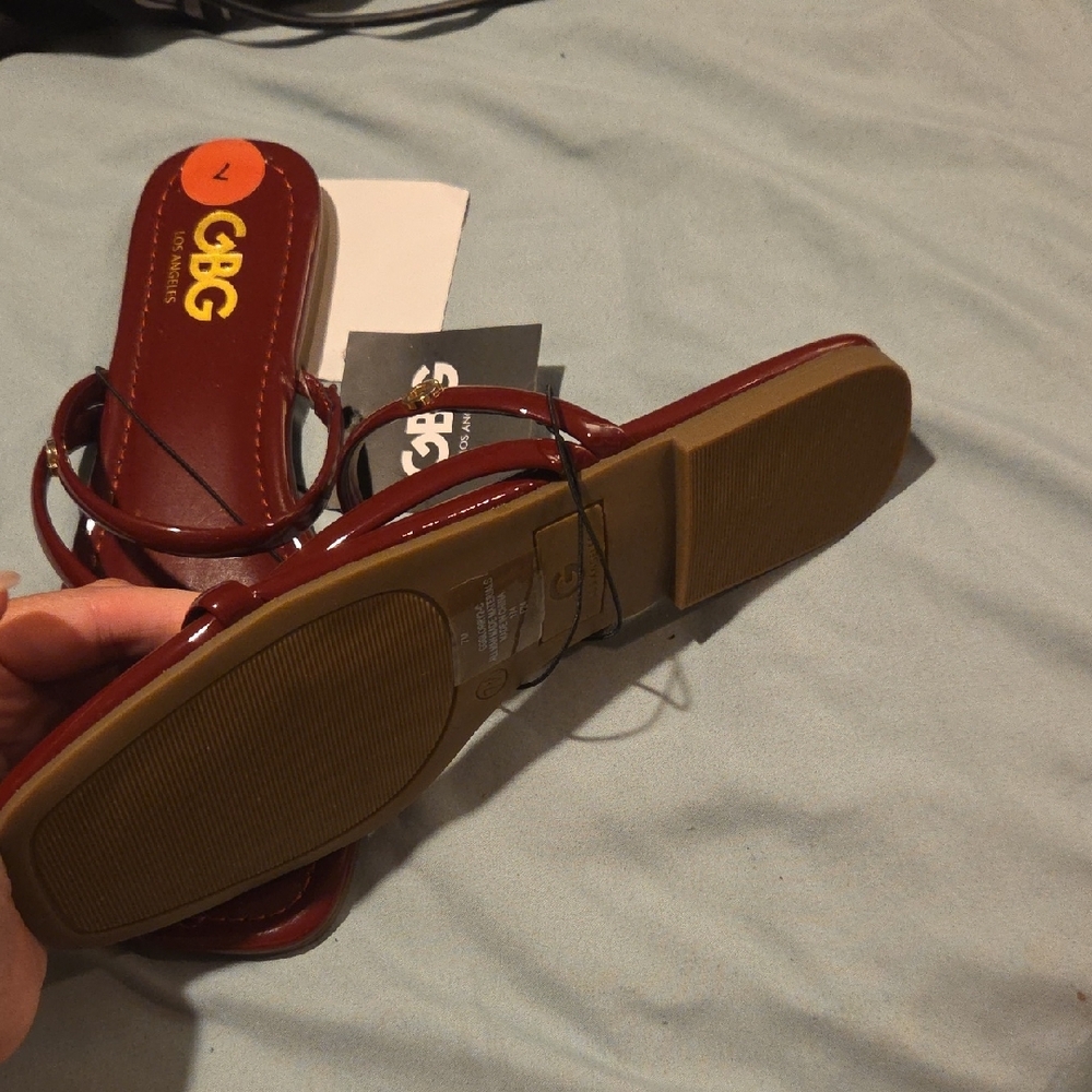 Women's Burgundy Sandals - Picture 3 of 4